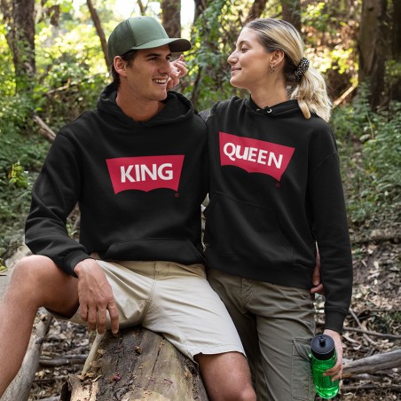 Coppia di felpe personalizzabili con nomi king e queen...