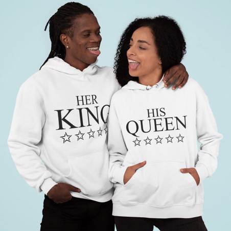 Coppia di felpe personalizzabili con nome her king his...