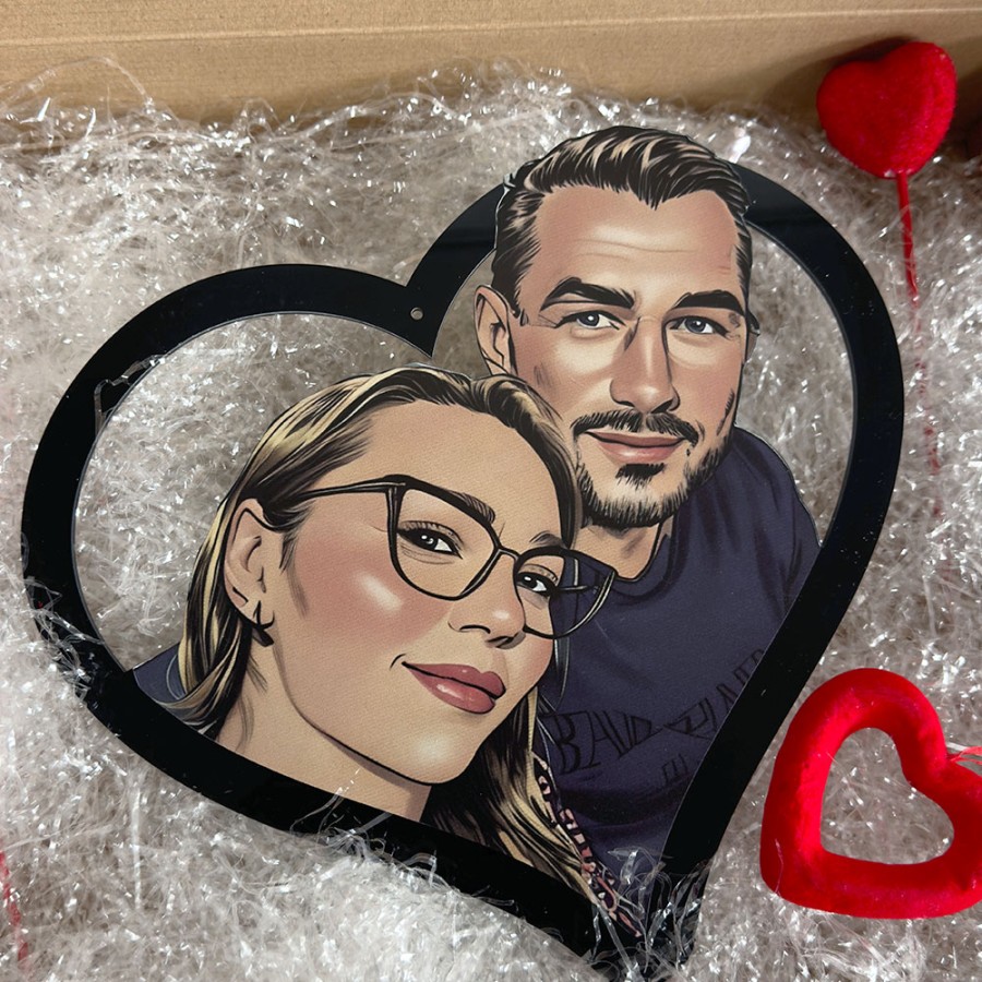 Cuore con foto personalizzato in stile fumetto