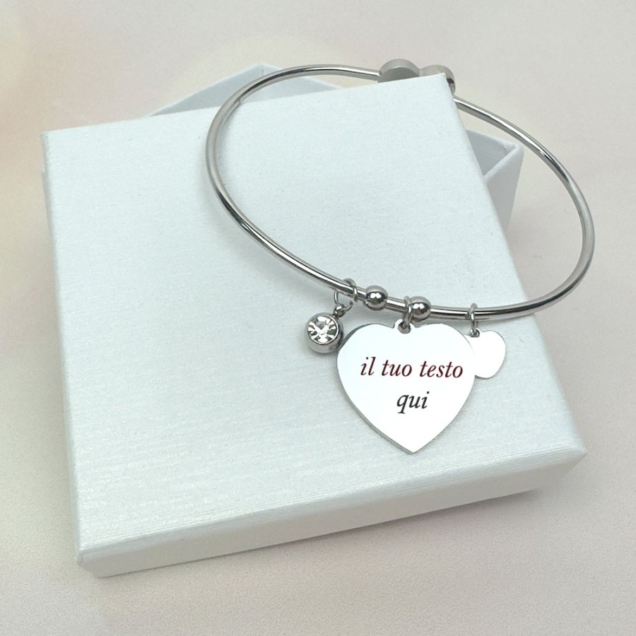 Bracciale donna personalizzato acciaio inox con pendenti