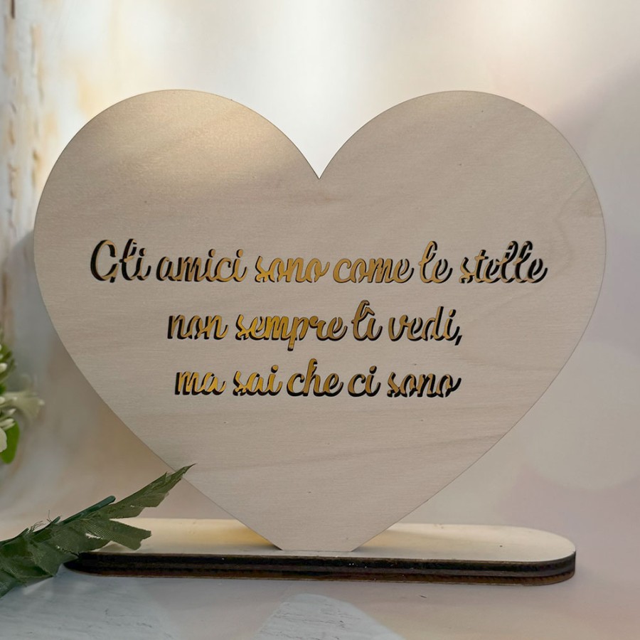 Lampada personalizzata in legno a forma di cuore con Led