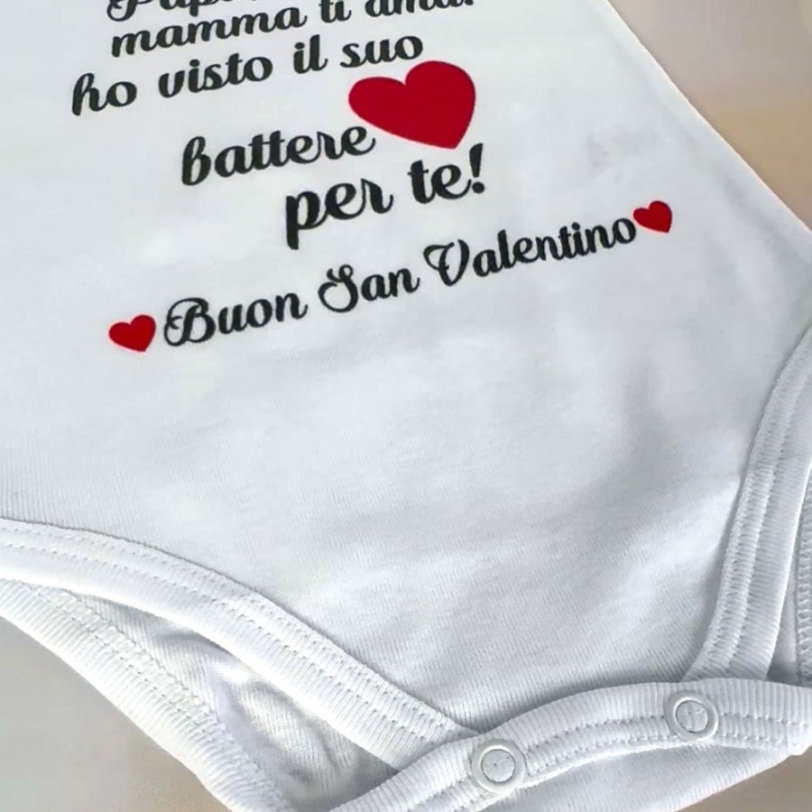 Body neonato papà mamma ti ama ho visto il suo cuore battere per te buon san valentino