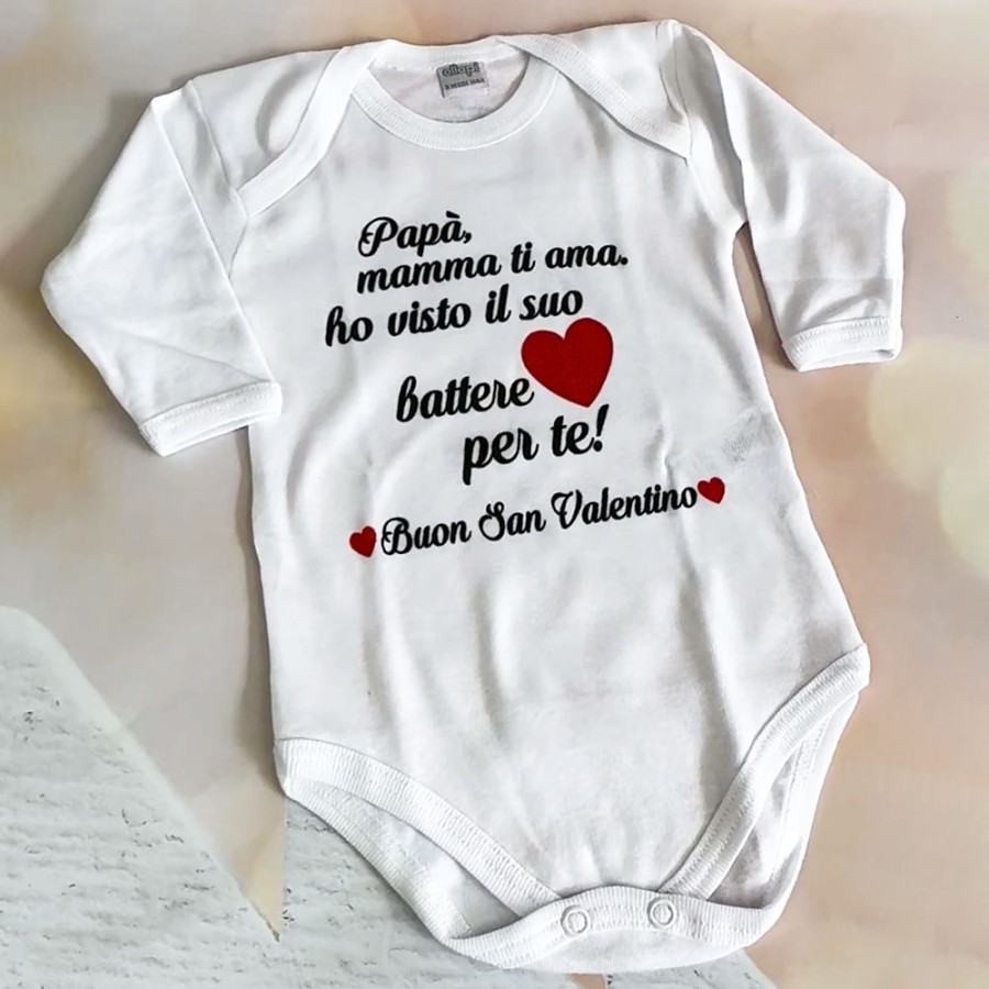 Body neonato papà mamma ti ama ho visto il suo cuore battere per te buon san valentino