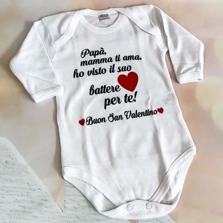 Body neonato papà mamma ti ama ho visto il suo cuore battere per te buon san valentino