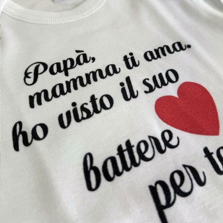 Body neonato papà mamma ti ama ho visto il suo cuore battere per te buon san valentino
