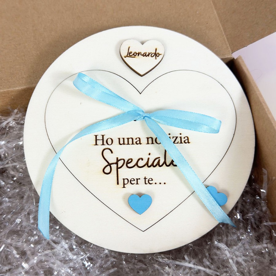 Cuore in legno personalizzato idee regalo madrina e padrino di battesimo