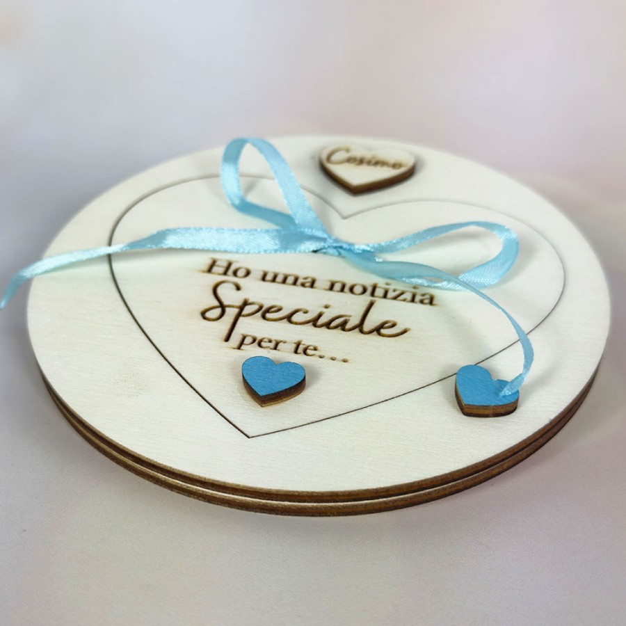 Cuore in legno personalizzato idee regalo madrina e padrino di battesimo