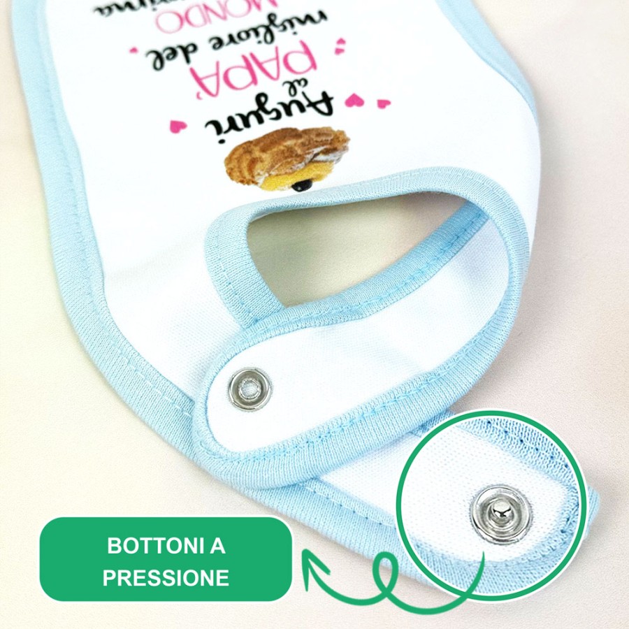 Bavaglino neonato zeppola auguri al papà migliore del mondo per la tua prima festa insieme