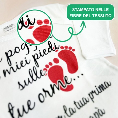 Body neonato e poggerò i miei piedi sulle tue orme auguri per la tua prima festa del papà