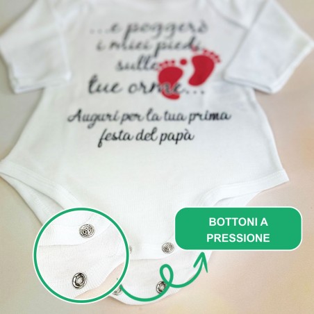 Body neonato e poggerò i miei piedi sulle tue orme auguri per la tua prima festa del papà