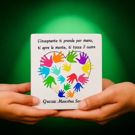 Vasetto Personalizzato con Dedica per Maestra Mani Colorate