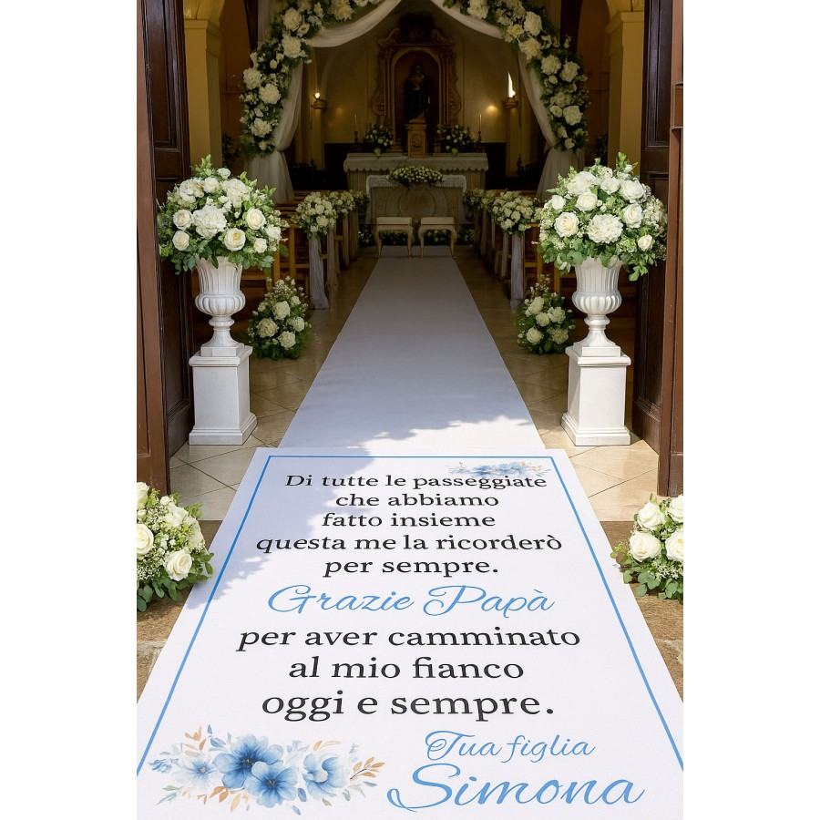 Tappeto matrimonio personalizzato con dedica al mio papà