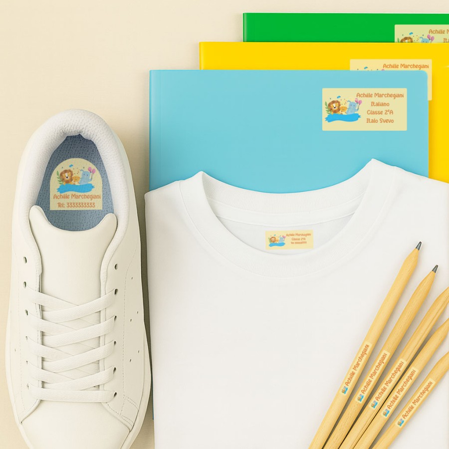 Pack Etichette Animali Personalizzate Set Completo di Etichette Adesive Termoadesive