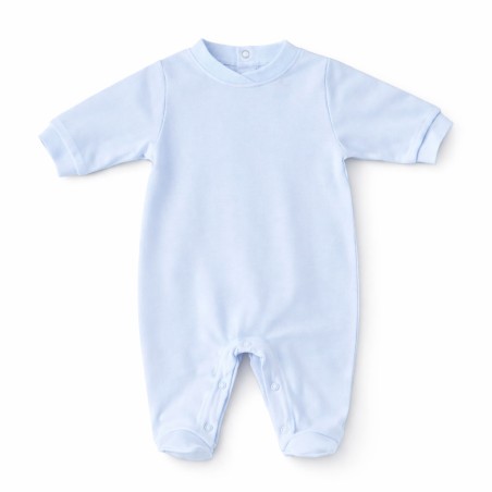Tutina neonato personalizzata azzurra fronte con nome e foto in cotone - crea online