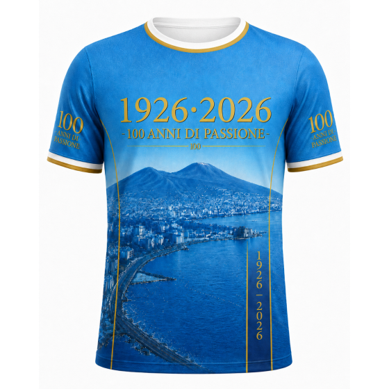 Maglia Calcio Personalizzata Celebrativa 100 Anni Napoli - Nome e Numero Personalizzabili - T-Shirt Sportiva Uomo - Idea Regalo 