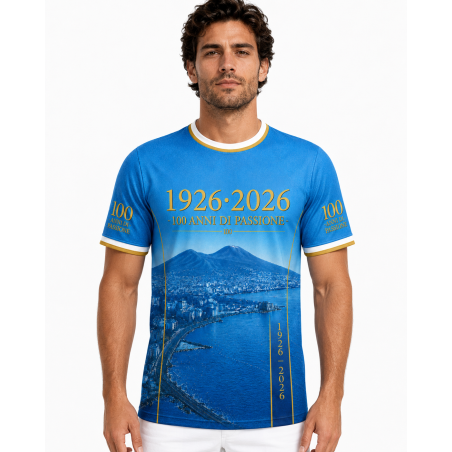 Maglia Calcio Personalizzata Celebrativa 100 Anni Napoli - Nome e Numero Personalizzabili - T-Shirt Sportiva Uomo - Idea Regalo 