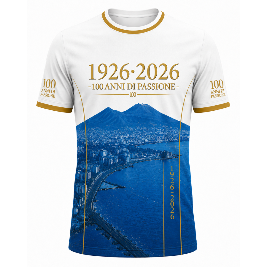 Maglia Calcio Personalizzata Celebrativa 100 Anni Napoli - Nome e Numero Personalizzabili - T-Shirt Sportiva Uomo - Idea Regalo 