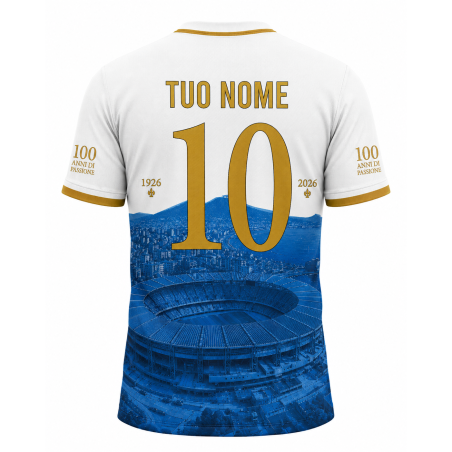Maglia Calcio Personalizzata Celebrativa 100 Anni Napoli - Nome e Numero Personalizzabili - T-Shirt Sportiva Uomo - Idea Regalo 