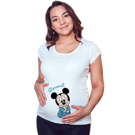 Maglia premaman personalizzata con nome sweet topolino