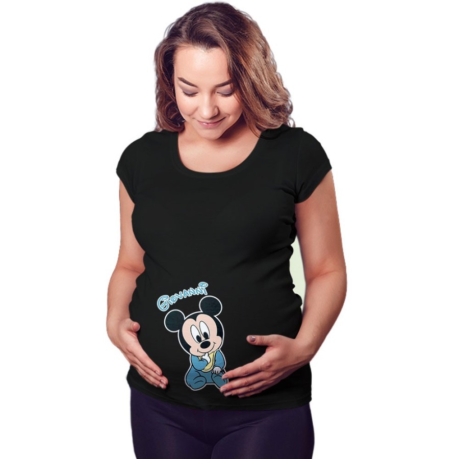 Maglia premaman personalizzata con nome sweet topolino Cartoon