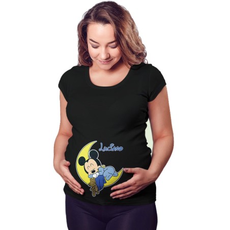 Maglia premaman personalizzata con nome topolino sleeping