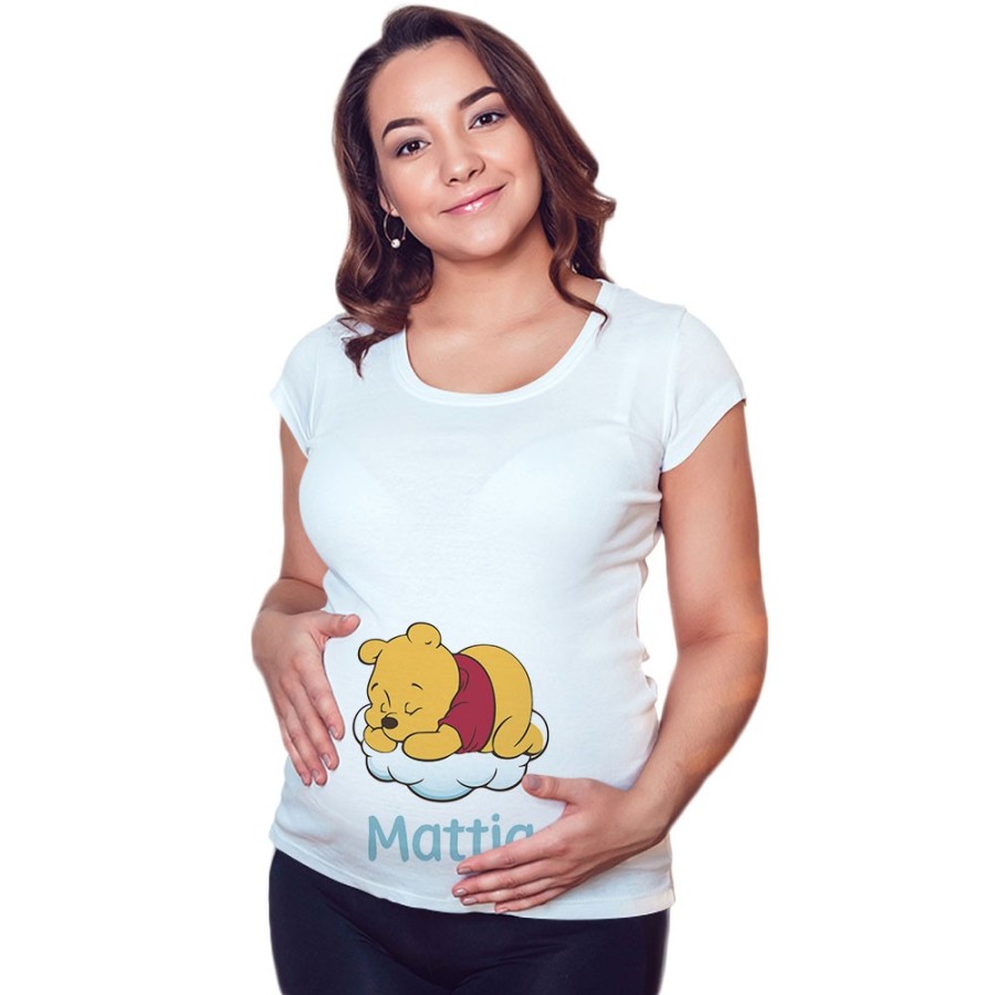 Maglia premaman personalizzata con nome sleeping winnie Cartoon