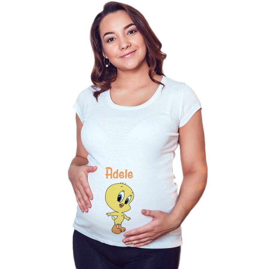 Maglia premaman personalizzata con nome baby titti Cartoon