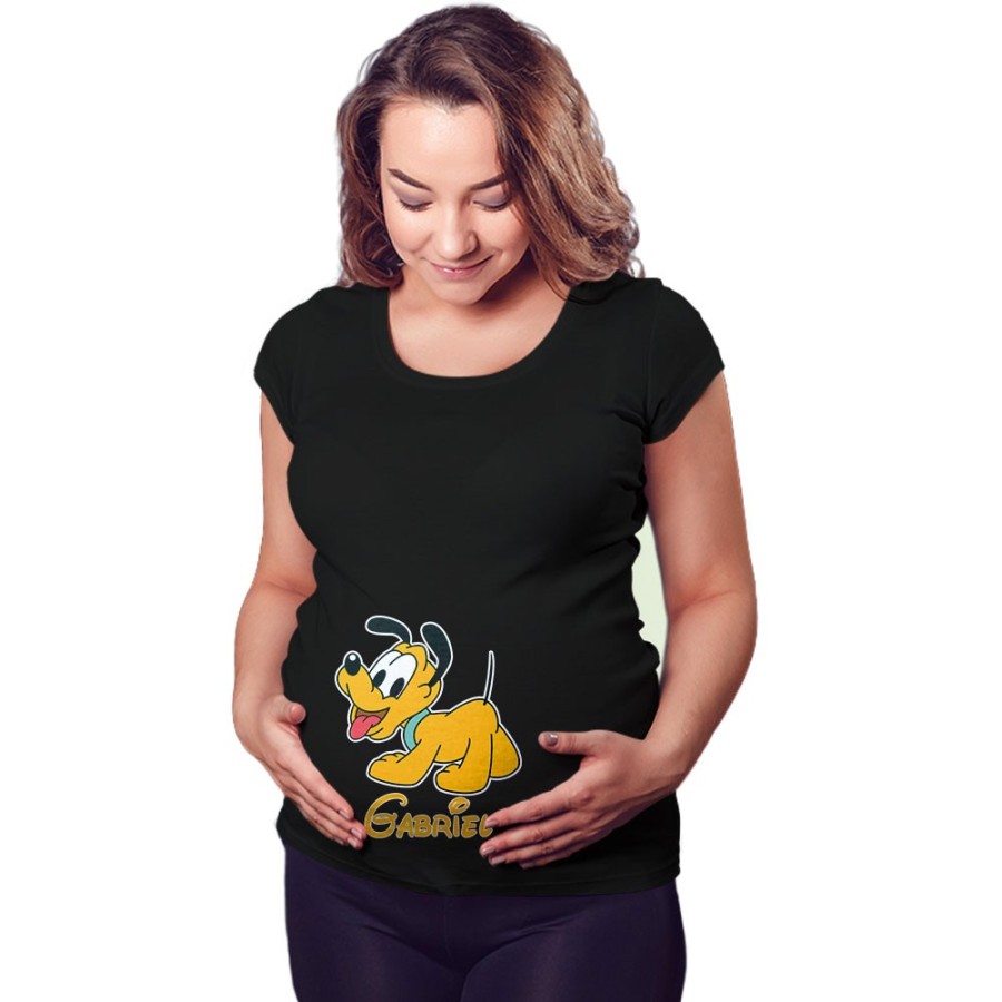 Maglia premaman personalizzata con nome baby pluto Cartoon
