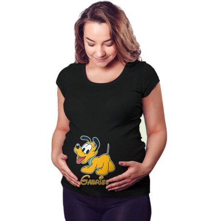Maglia premaman personalizzata con nome baby pluto