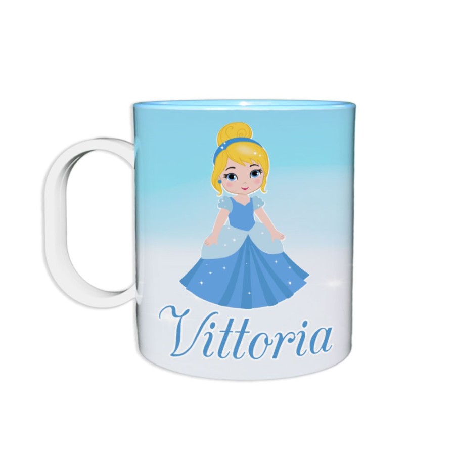 Tazza in plastica personalizzata con nome baby principessa cenerentola Cartoon