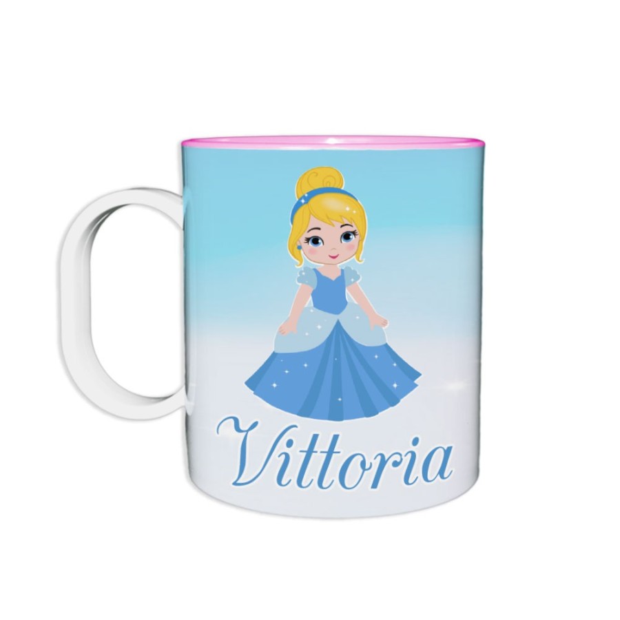 Tazza in plastica personalizzata con nome baby principessa cenerentola Cartoon