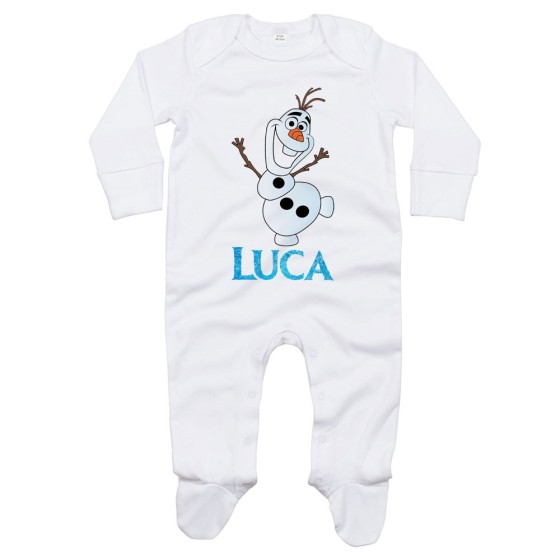 Tutina neonato personalizzata con nome olaf Cartoon