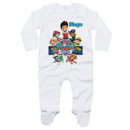 Tutina neonato personalizzata con nome personaggi paw patrol