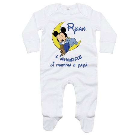 Tutina neonato personalizzata con nome baby topolino...