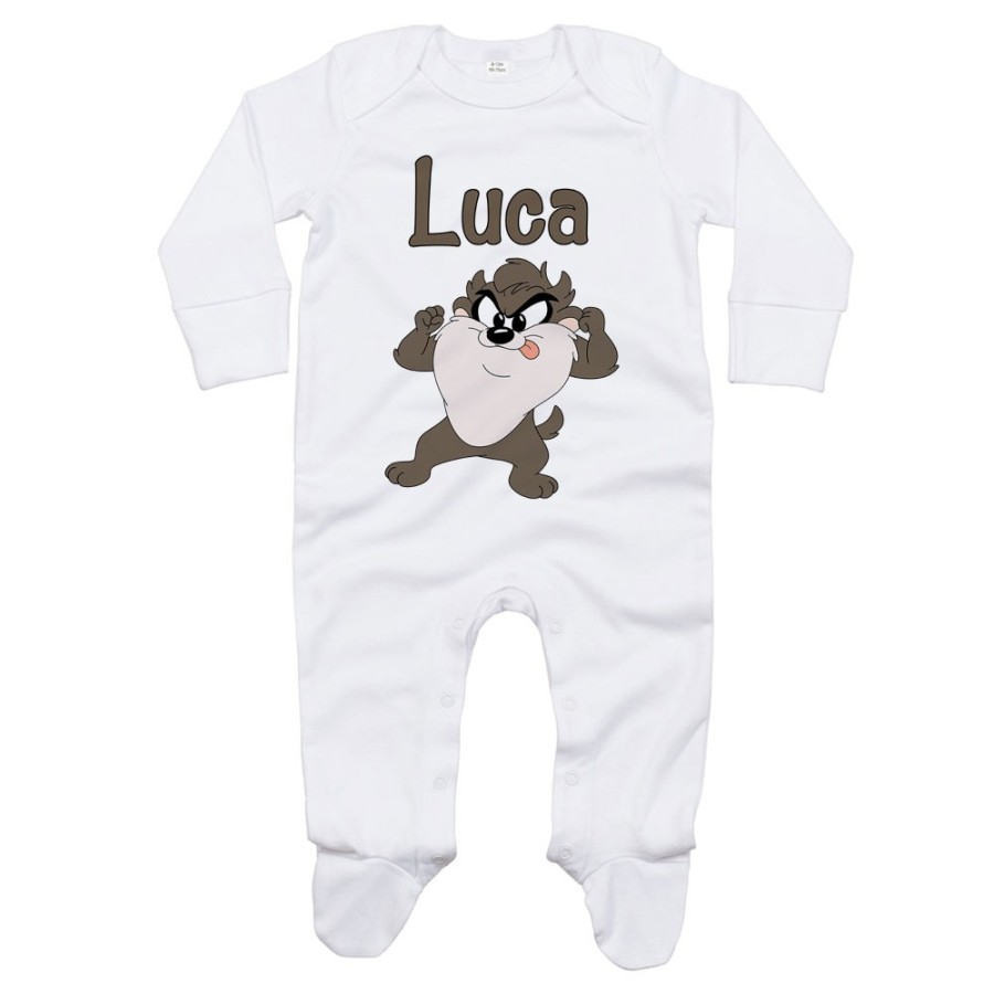 Tutina neonato personalizzata con nome baby tazmania linguaccia Cartoon