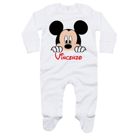 Tutina neonato personalizzata con nome topolino che esce...