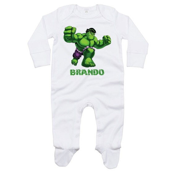 Tutina neonato personalizzata con nome hulk Cartoon