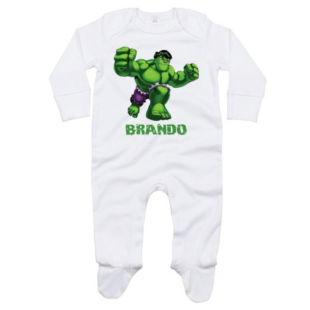 Tutina neonato personalizzata con nome hulk