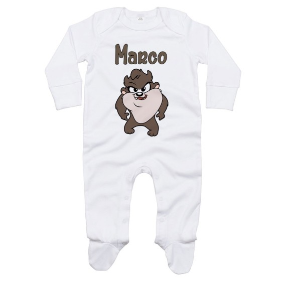Tutina neonato personalizzata con nome baby tazmania Cartoon