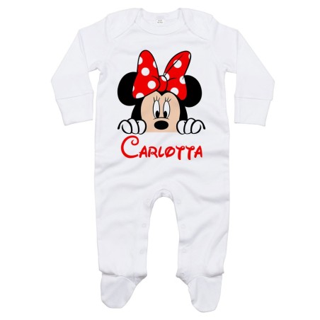 Tutina neonata personalizzata con nome minnie che esce...