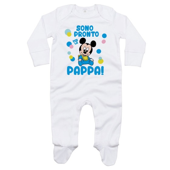 Tutina neonato sono pronto per la pappa baby topolino Cartoon