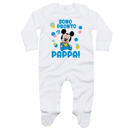 Tutina neonato sono pronto per la pappa baby topolino
