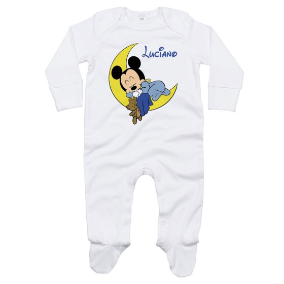 Tutina neonato personalizzata con nome topolino sleeping Cartoon