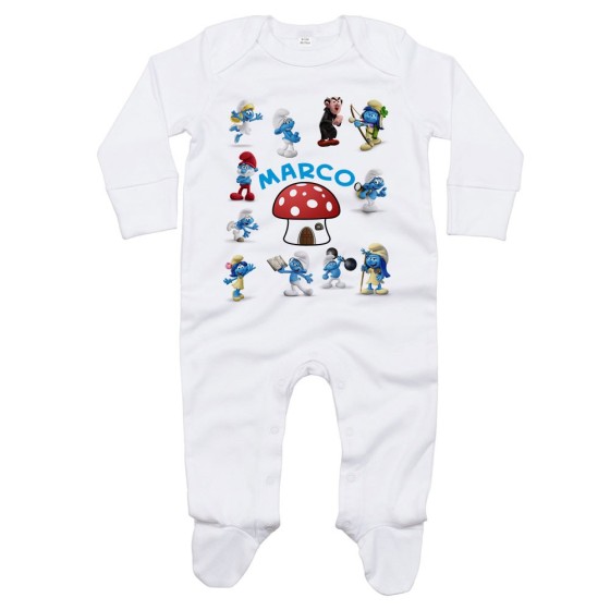 Tutina neonato personalizzata con nome puffi Cartoon