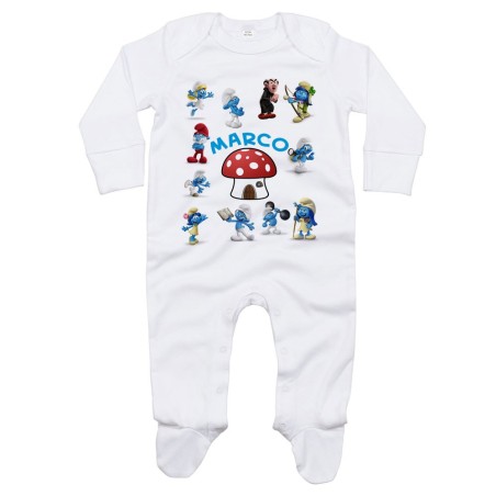Tutina neonato personalizzata con nome puffi
