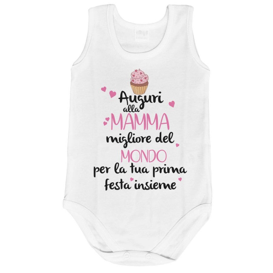 Body neonato zeppola auguri al mamma migliore del mondo per la tua prima festa insieme Per la mamma