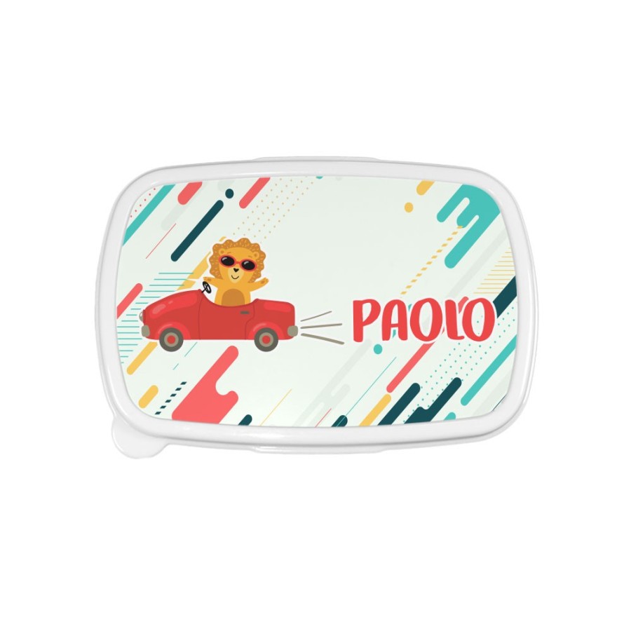 Porta pranzo personalizzato con nome leone in macchina Animali