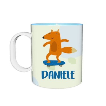 Tazza in plastica personalizzata con nome volpe sullo...