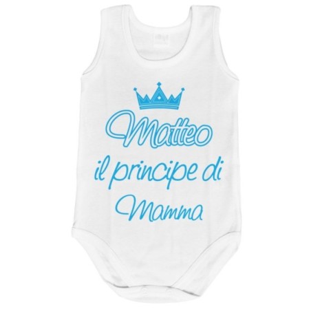 Body neonato personalizzato con nome il principe di mamma...