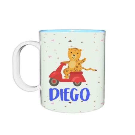 Tazza in plastica personalizzata con nome leopardo sulla...